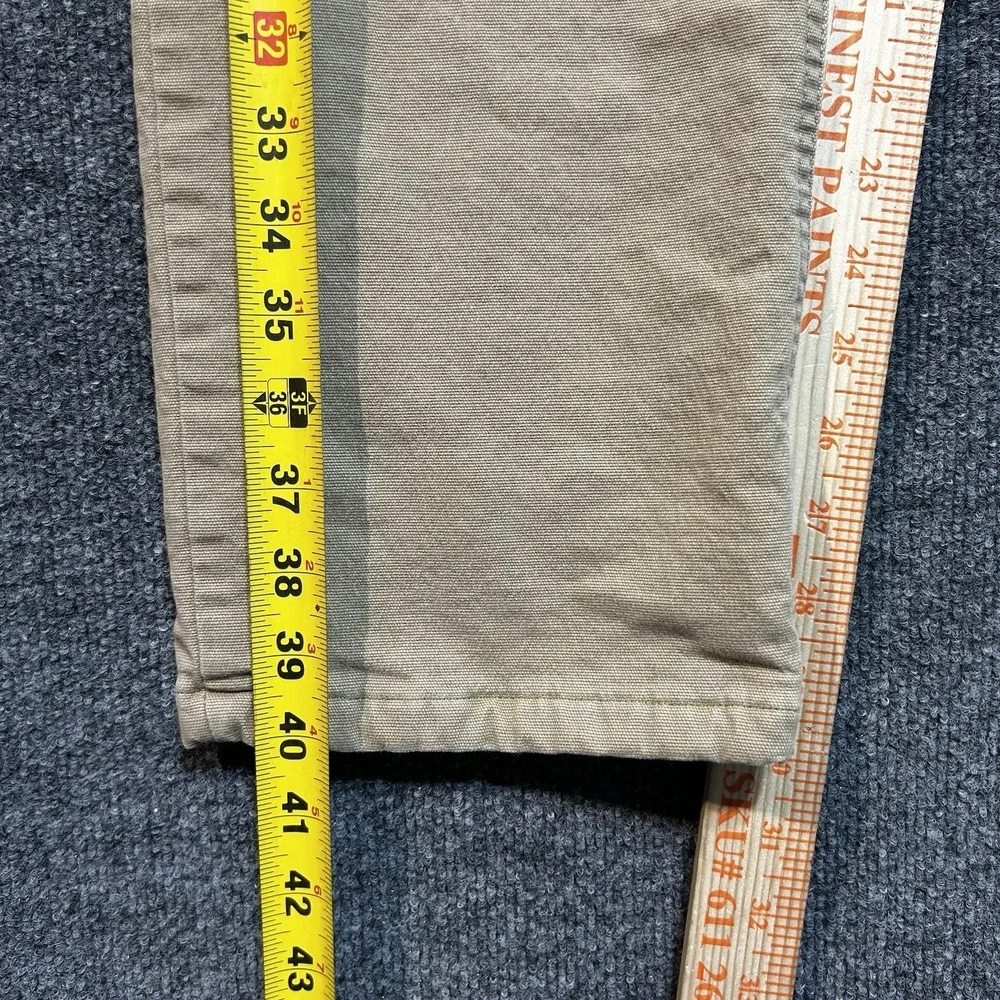 Eddie Bauer Mens Fleece Lined Canvas Pants 33x32 Straight Fit Khaki Tan Winter